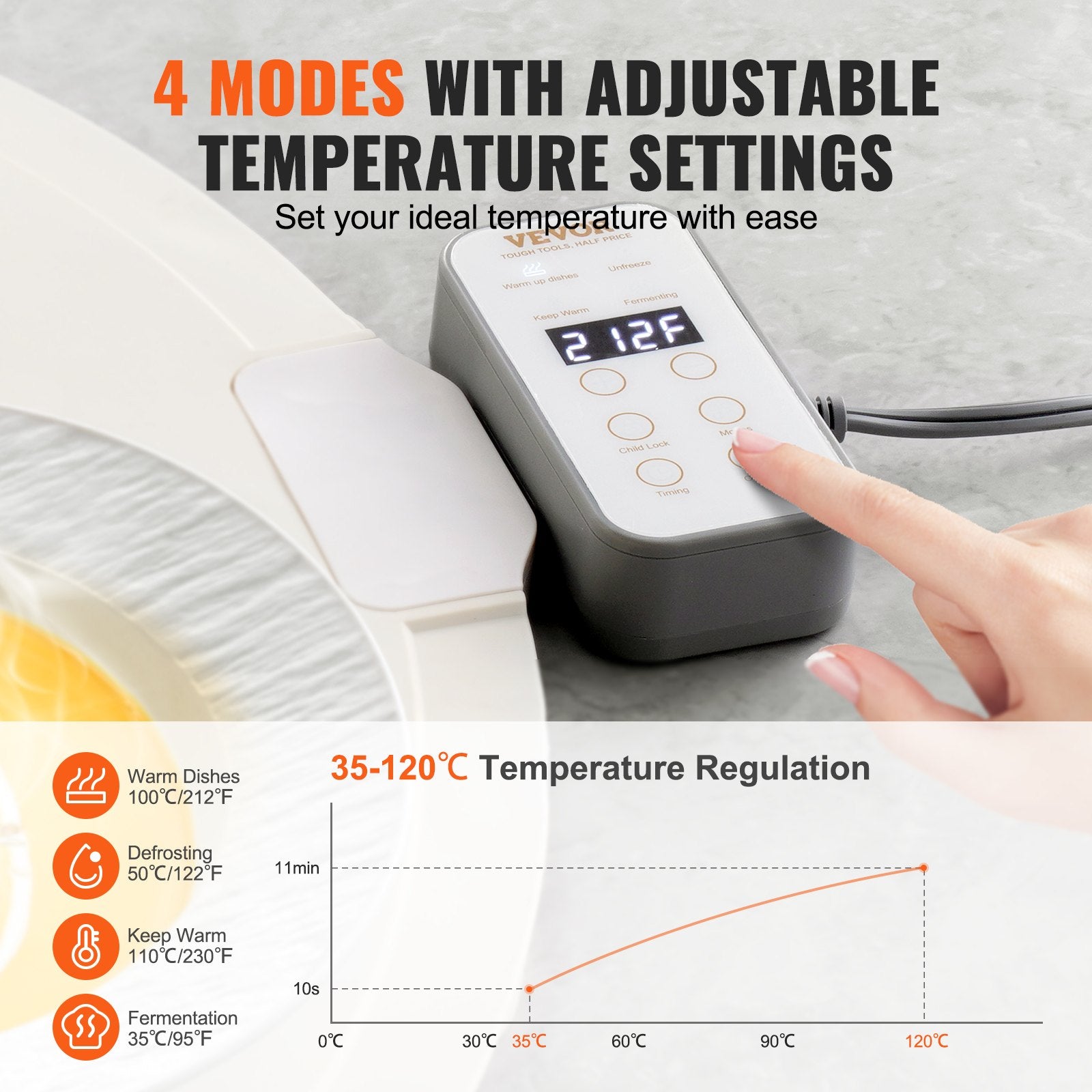 Electric Warming Tray Rollable Food Heating Mat with Control