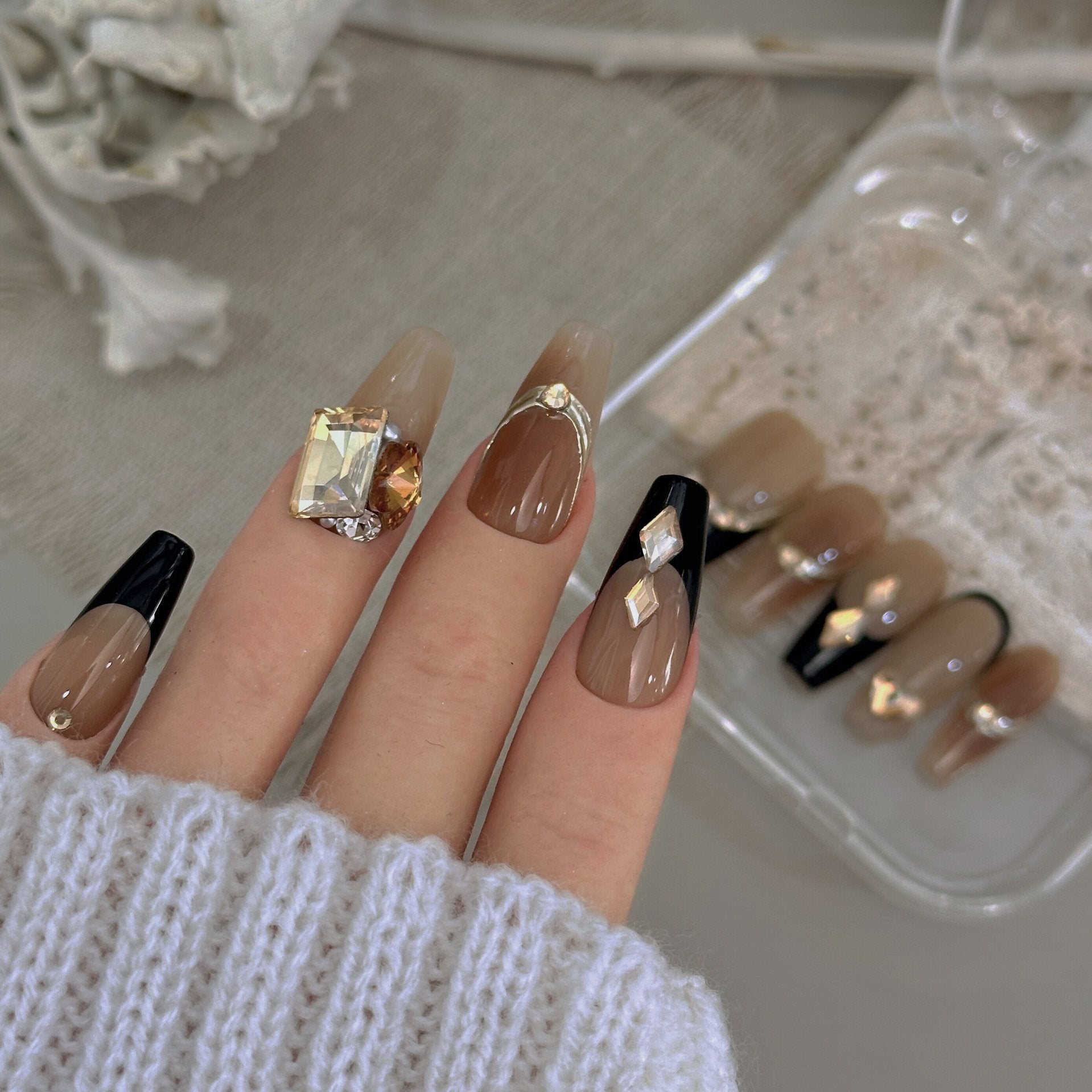 Handmade Exquisite White Armor Nail Charms