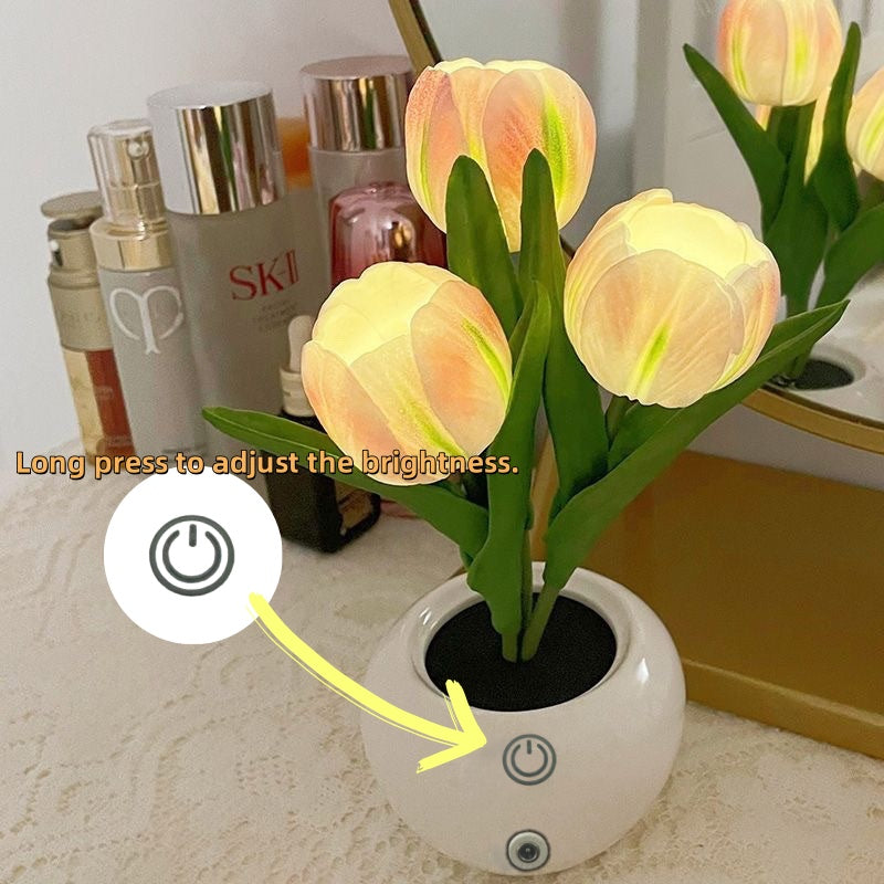 Tulip LED Table Lamp USB Dimmable Flower Vase Night Light