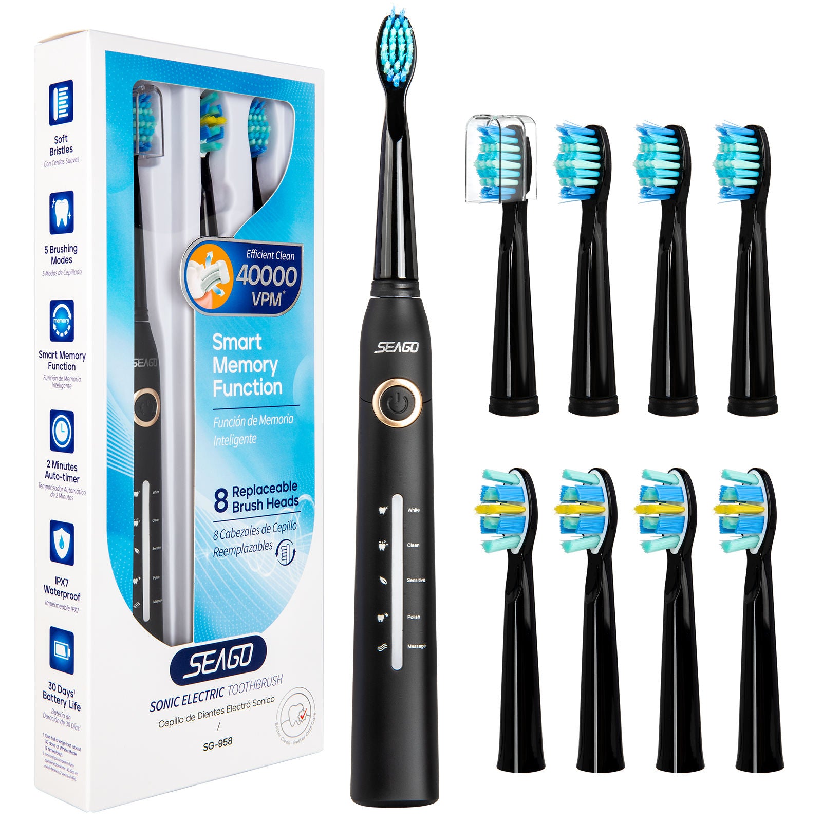 Advanced Electric Toothbrush 5 Modes Rechargeable Whitening Care