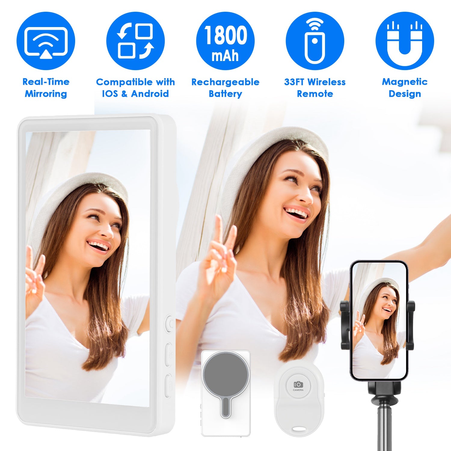 Wireless Selfie Monitor Screen Magnetic Vlog Display Remote