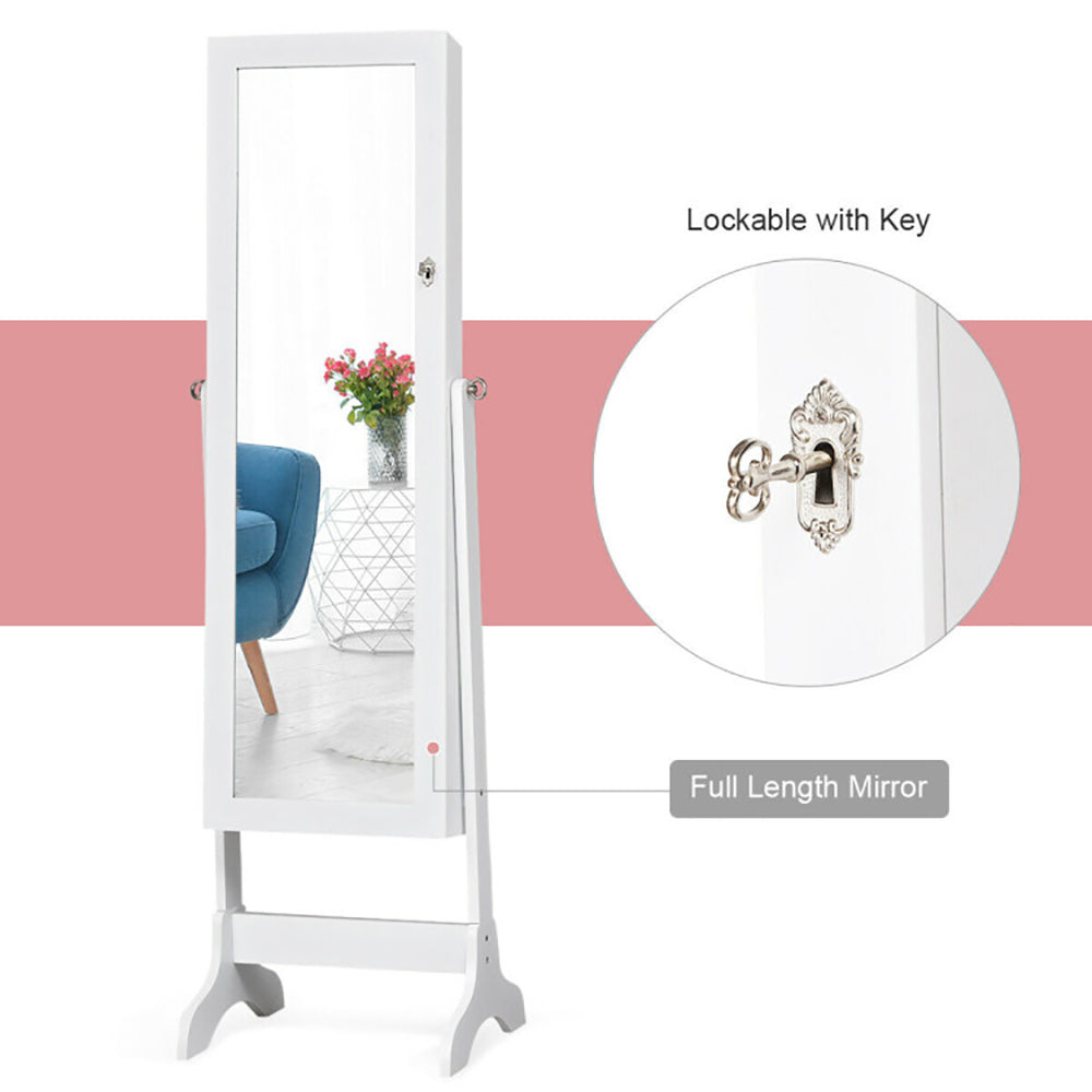 Luxury Lockable Mirrored Jewelry Cabinet Organizer Storage
