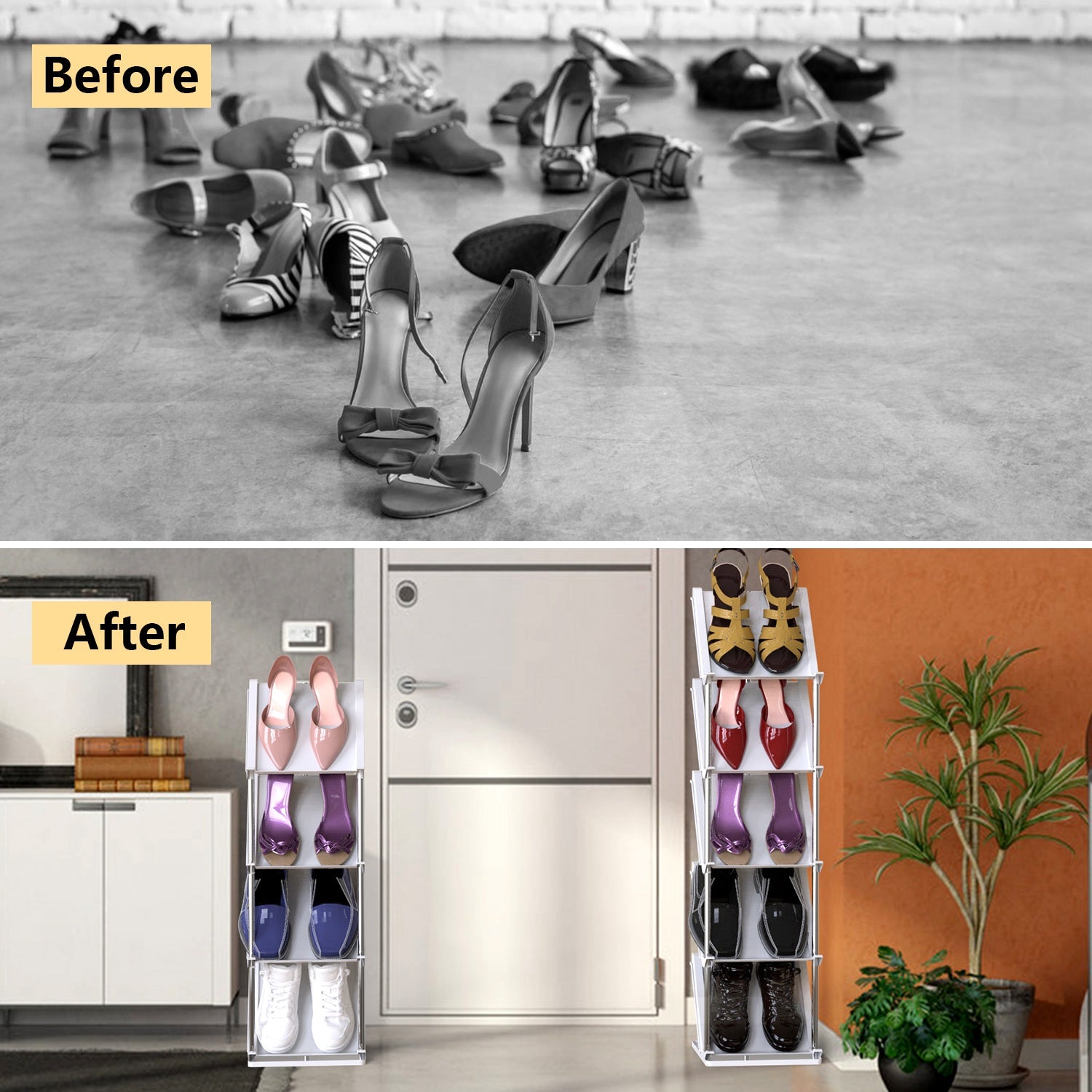 Space Saving 8-Tier Vertical Shoe Rack Narrow Storage Organizer