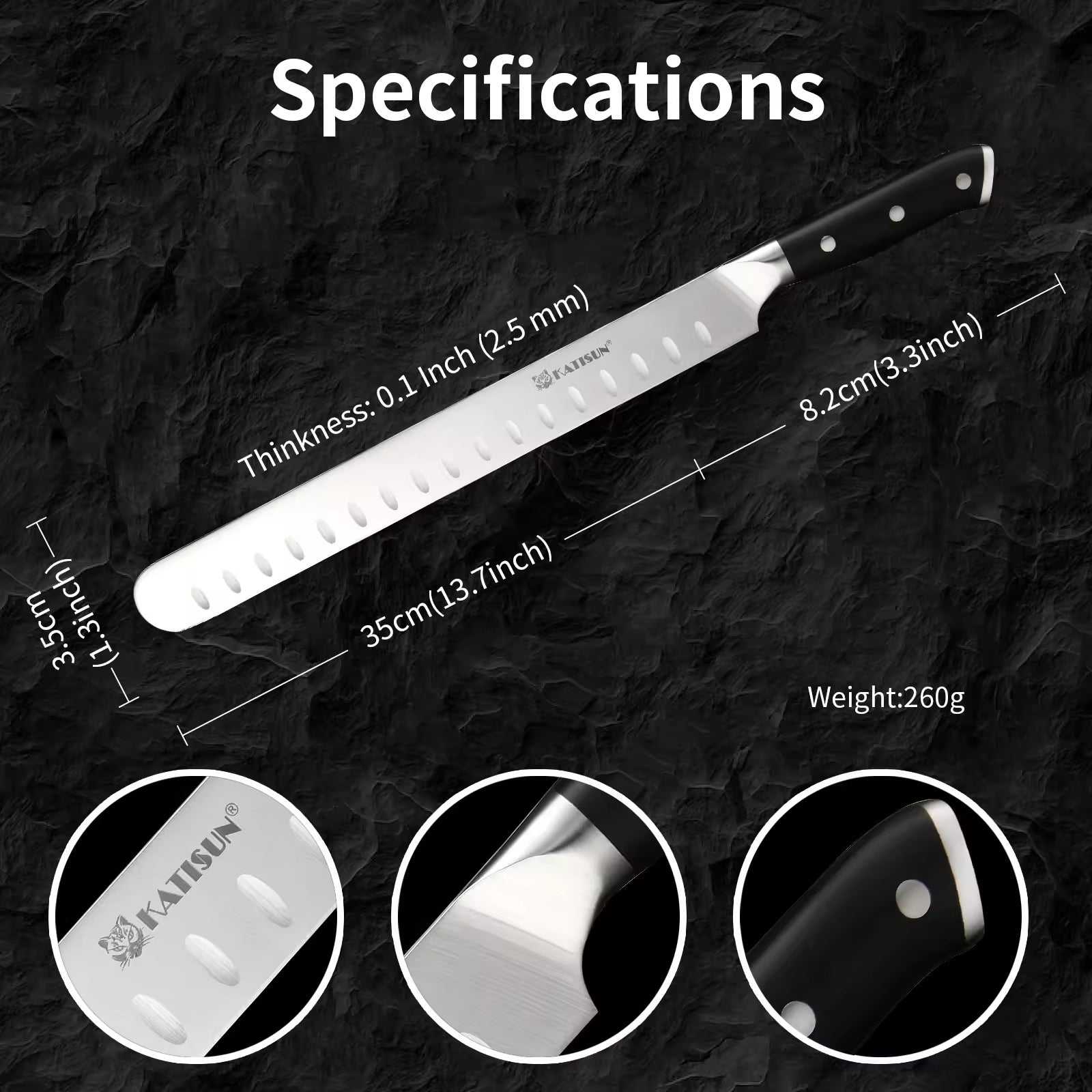 10-Inch Carbon Steel Chef Knife Ultra Sharp Meat Slicing Kitchen Tool