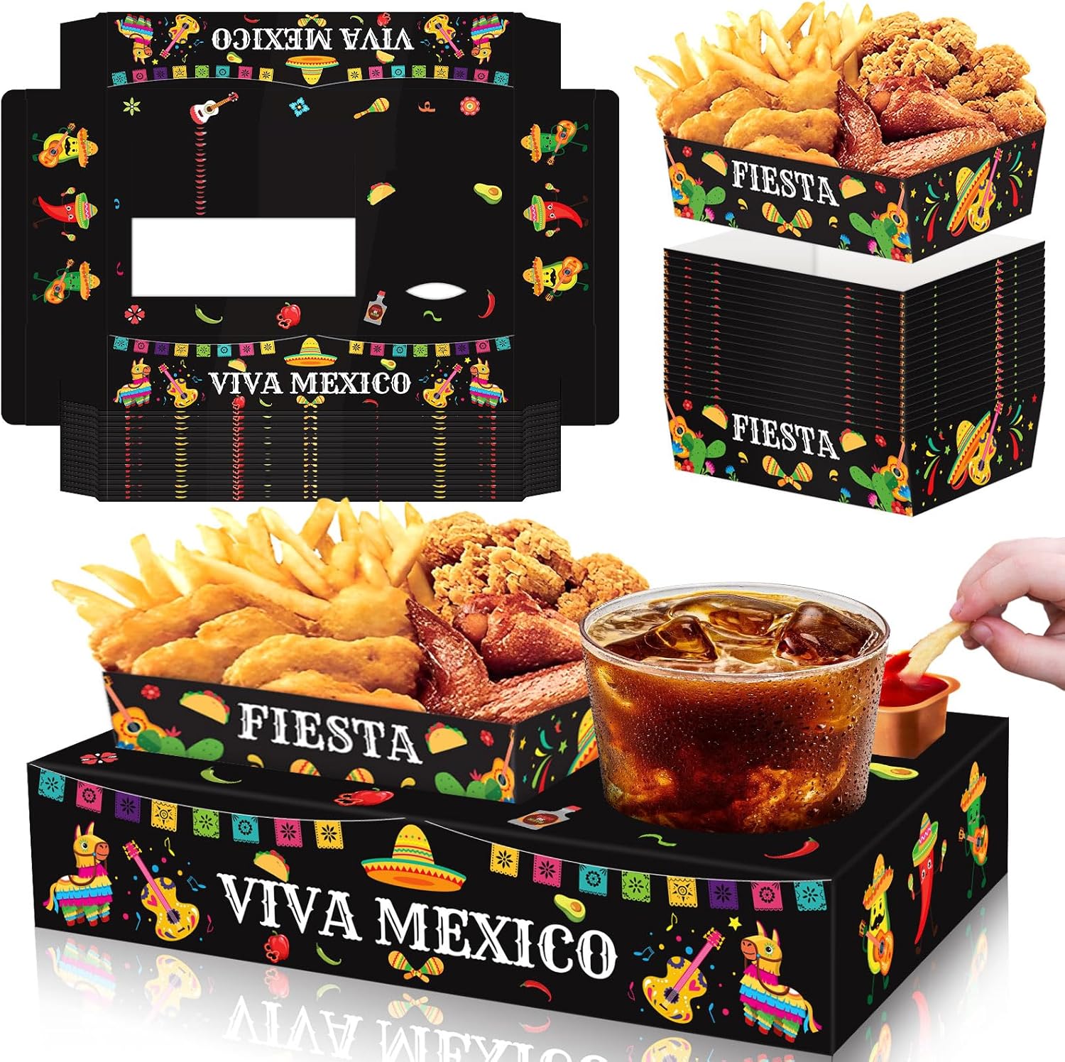 36pcs Fiesta Snack Trays Movie Night Popcorn Candy Party Boxes