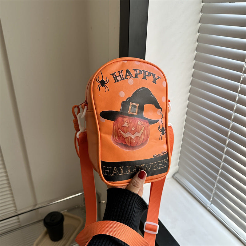 Halloween Graffiti Crossbody Phone Bag Pumpkin Ghost Bat Cartoon Mini Bag