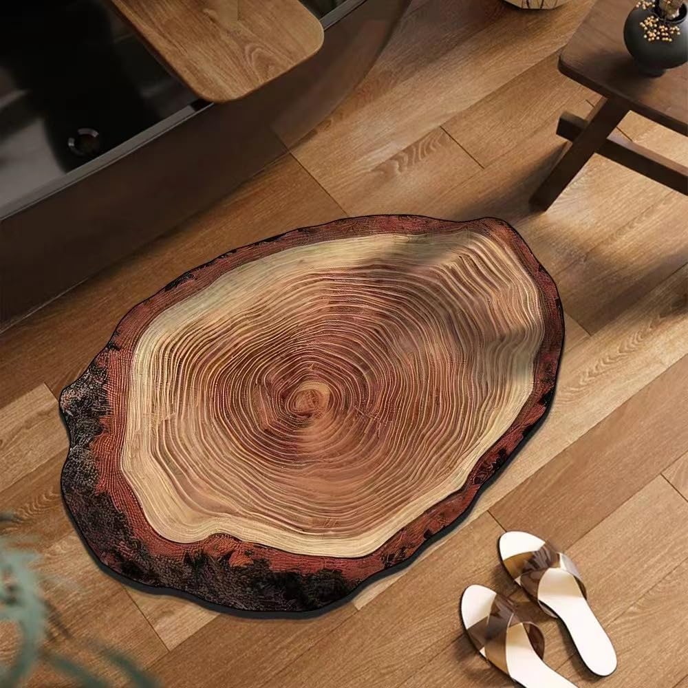 Non Slip Wood Grain Bath Mat Quick Dry Super Absorbent Rug