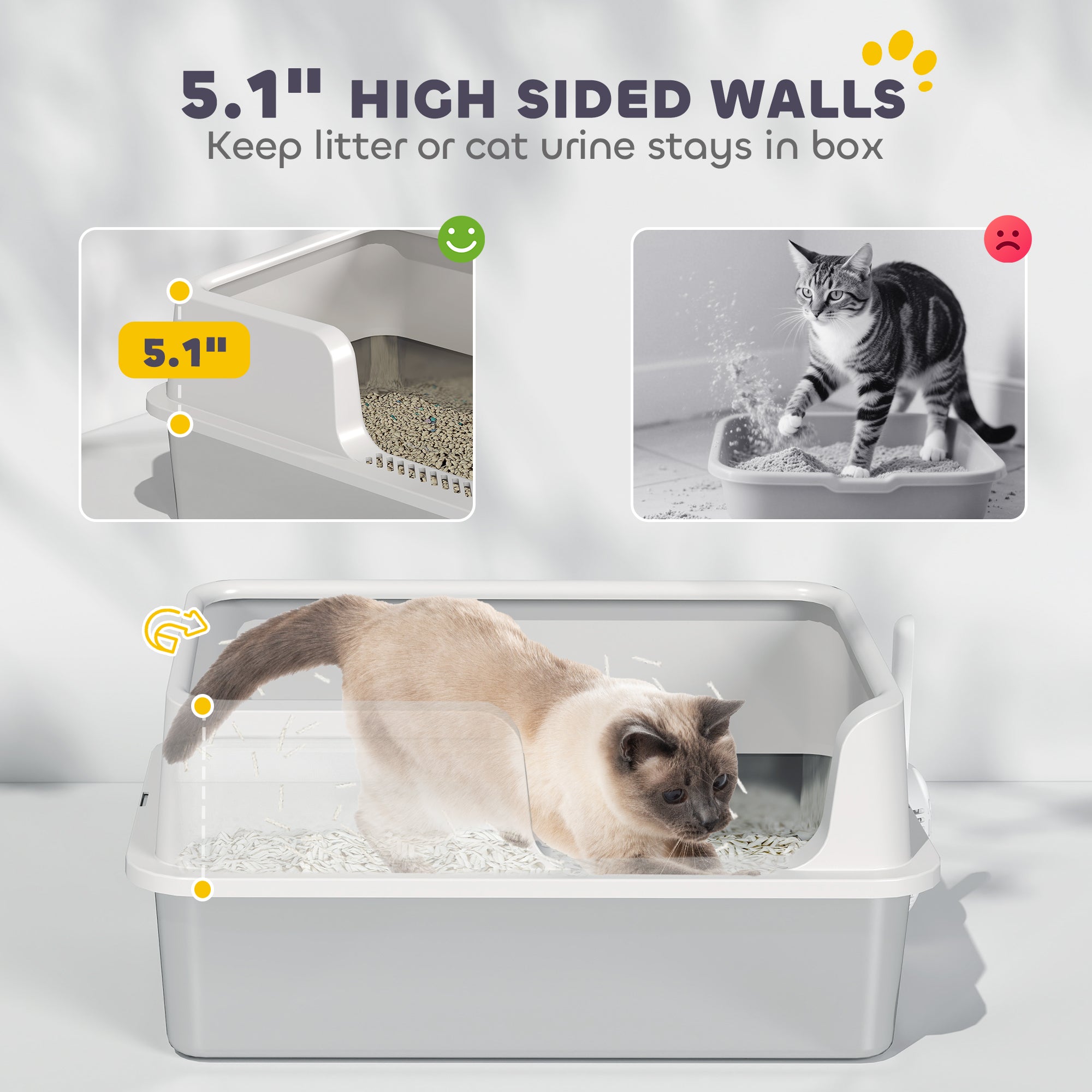 Premium Stainless Steel Cat Litter Box with High Sides