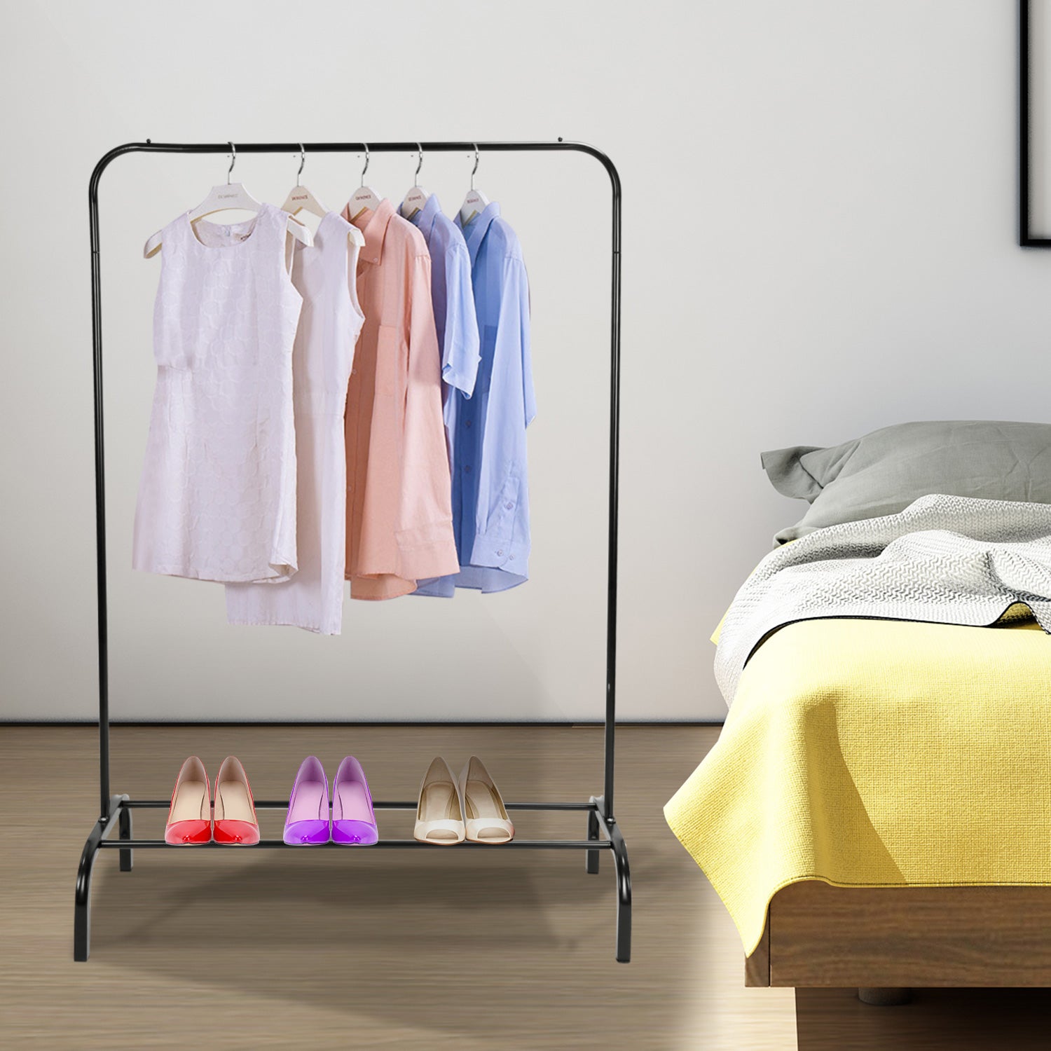 Heavy Duty Garment Rack with Shelf Freestanding Clothes Organizer