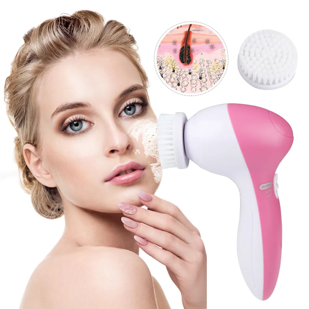 Facial Cleansing Brush Spin Face Cleaner with 5 Brush Heads Set