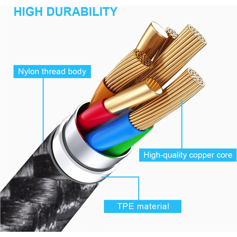 MFi Certified USB Cable Fast Charging Nylon Braided Black