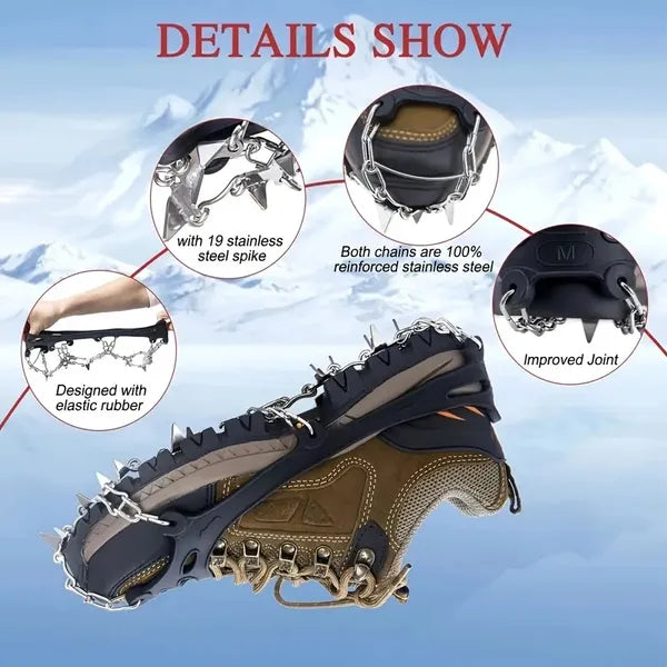 Anti-Slip Ice Cleats with Steel Spikes for Snow Hiking Grip