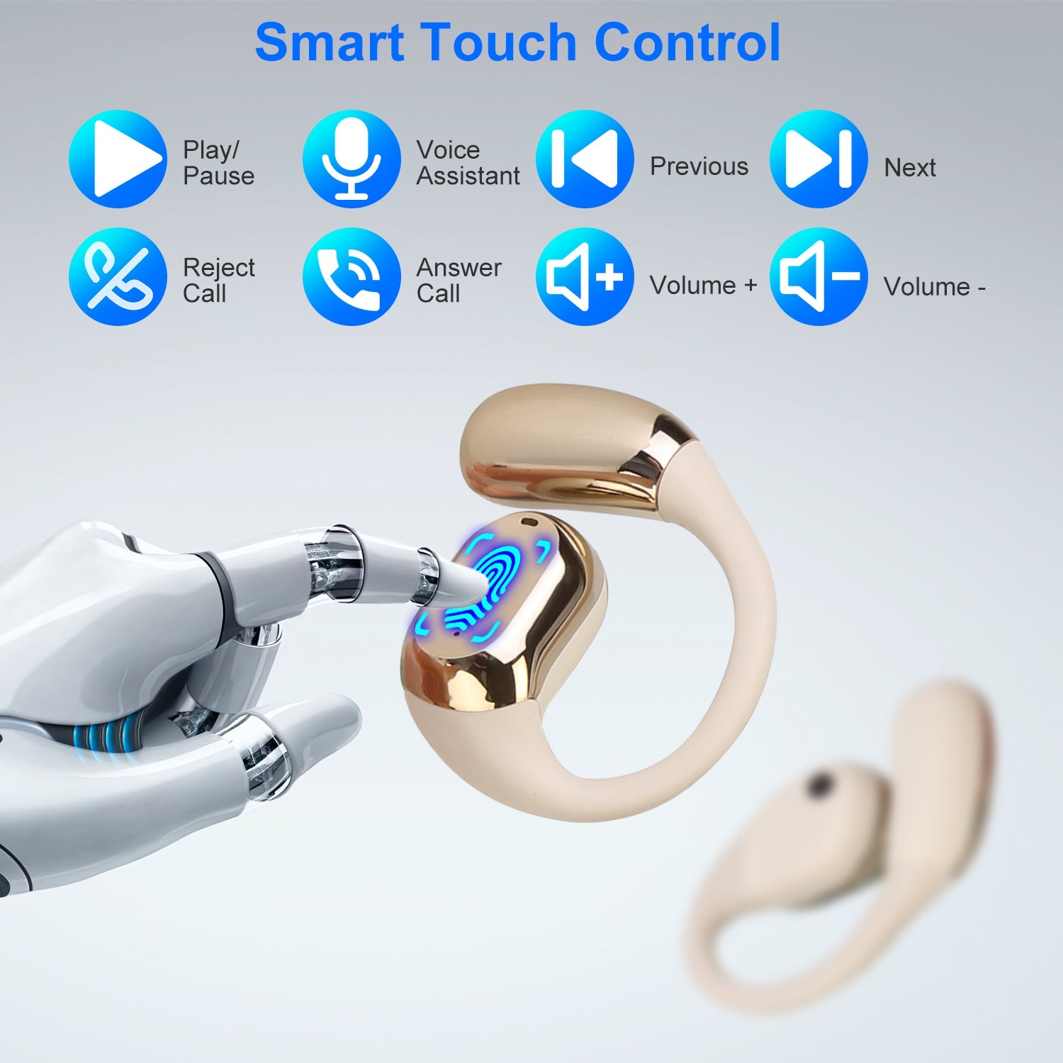 Bluetooth 5.4 Open Ear Earbuds Earhook LED Case Waterproof Sport