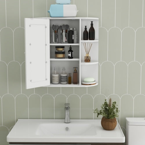 Wall Mounted Bathroom Mirror Cabinet with Shelves White