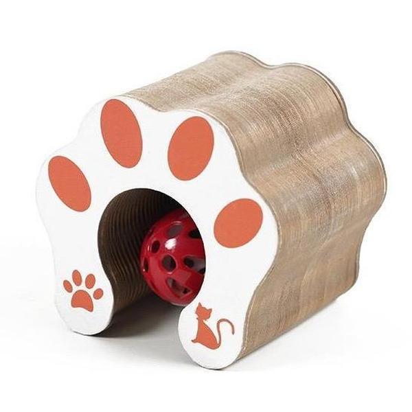 Foldable Cat Scratching Post Toy – Accordion Style Interactive Scratcher with Wood Grain Design