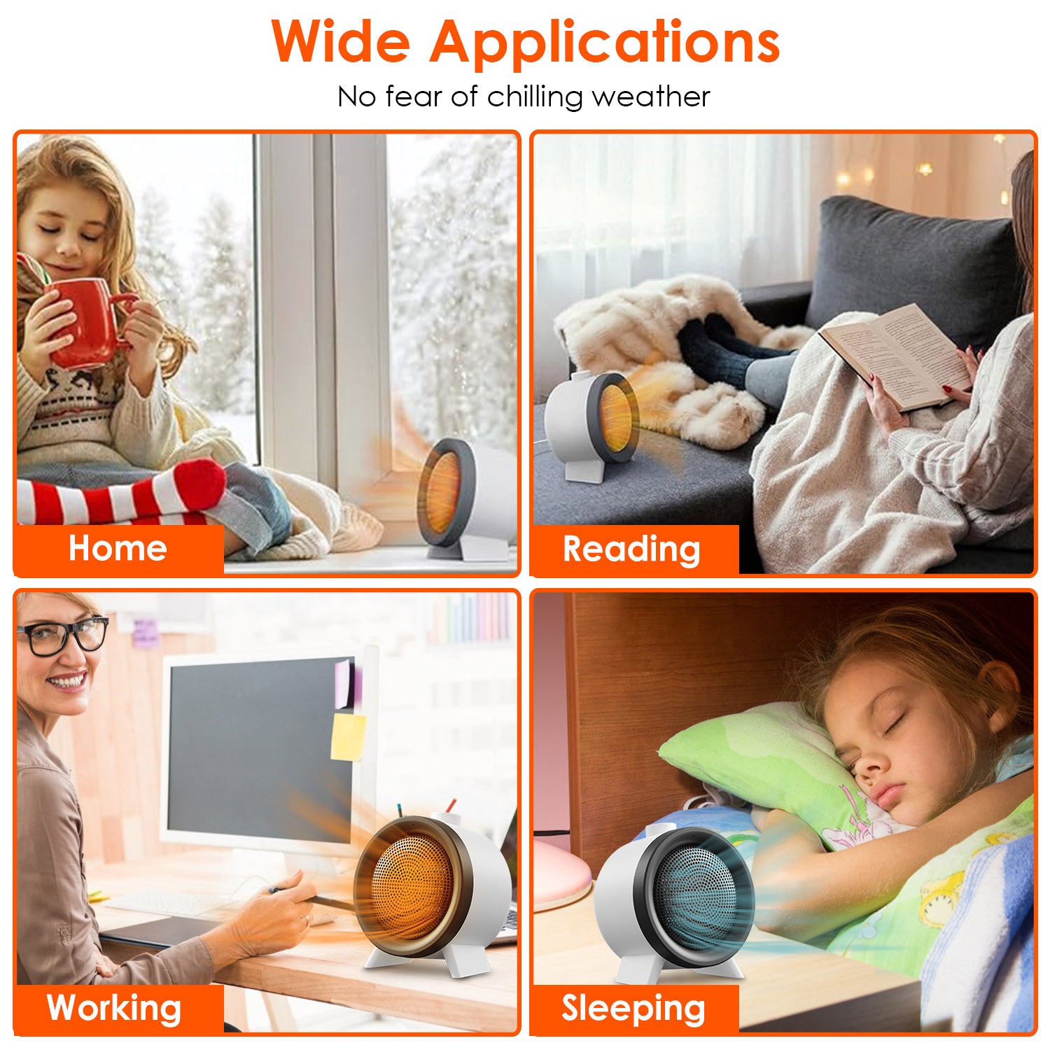 Portable Ceramic Space Heater 1000W Fast Heating Safety Fan