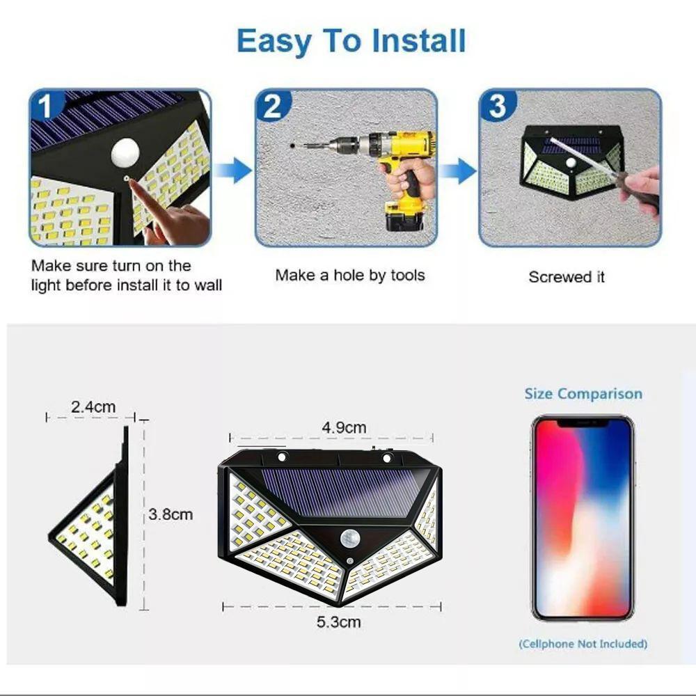 2-Pack 100 LED Solar Lights Outdoor Waterproof Garden Lighting Set