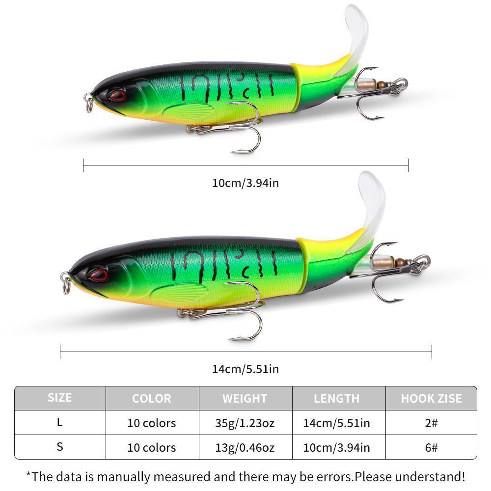 5pcs Topwater Pencil Lures Spinning Tail Hard Bait Set