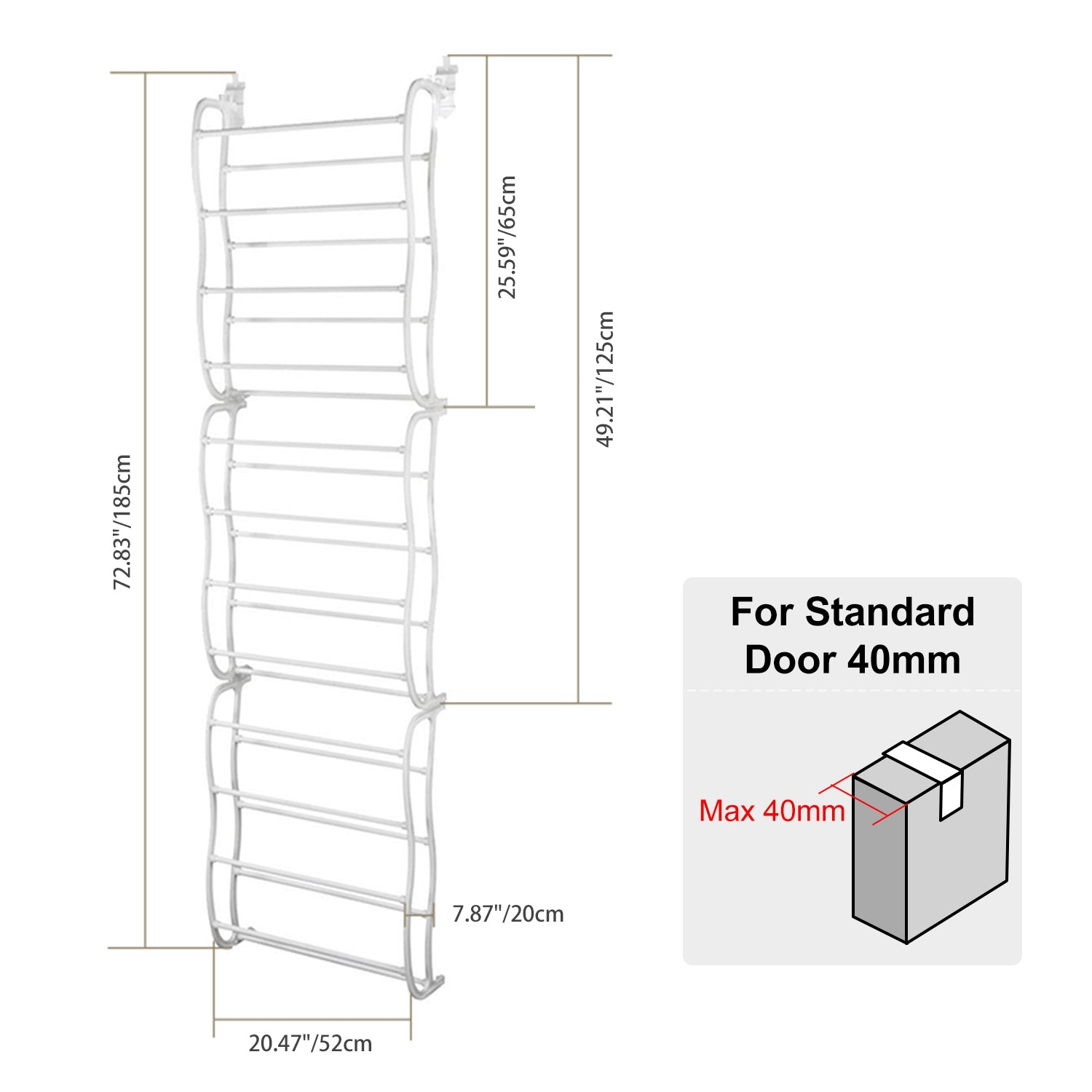 Space Saving Over-the-Door Shoe Rack 12-Tier 36 Pair Organizer
