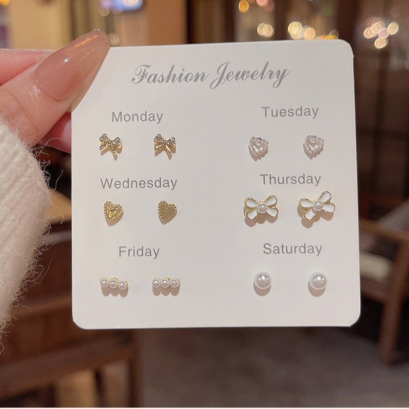 Luxury 6-Piece Stud Earrings Set Minimalist Elegant Jewelry
