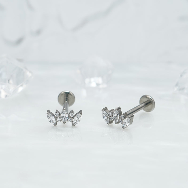 Elegant Floral Zircon Earrings Stainless Steel Crystal Bloom