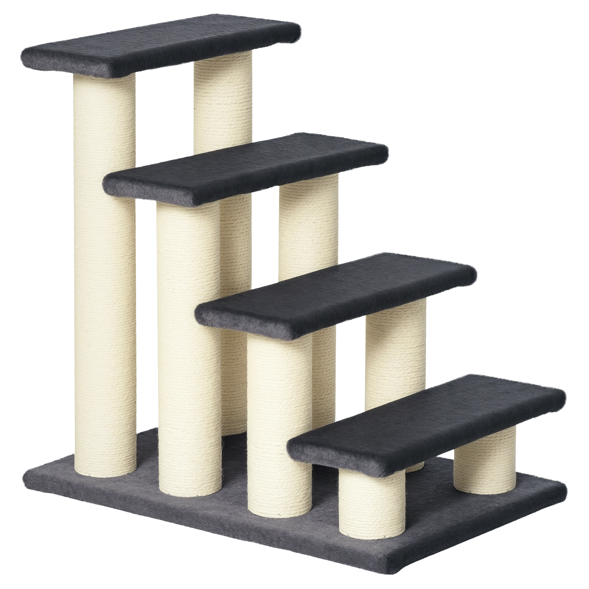 4-Step Cat Tree for High Beds with Sisal Scratching Post – Indoor Cat Climbing Stairs