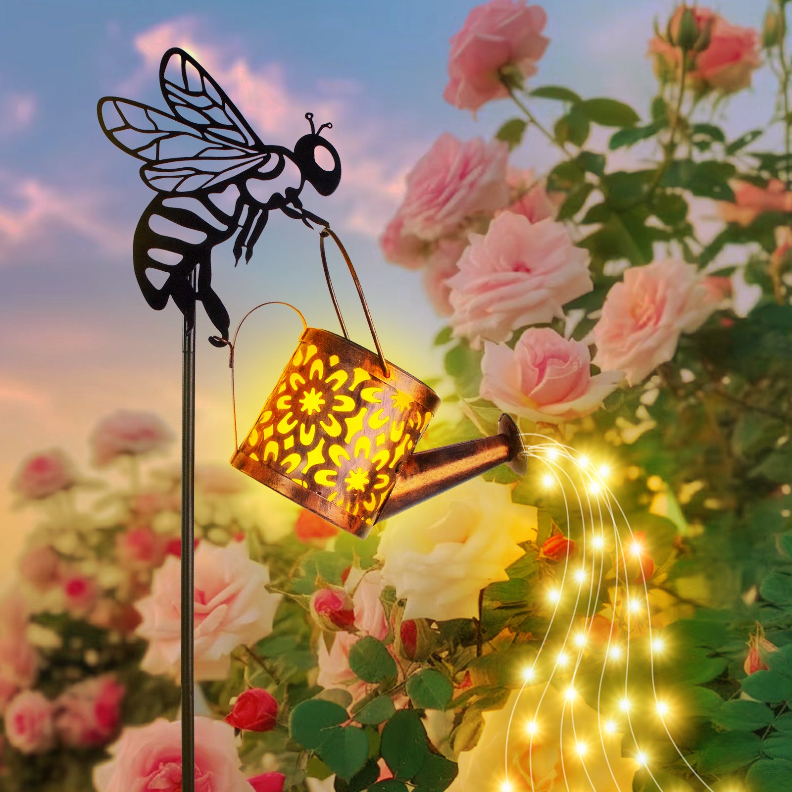 Magical Solar Watering Can Lights Garden Fairy LED Decor Lamp