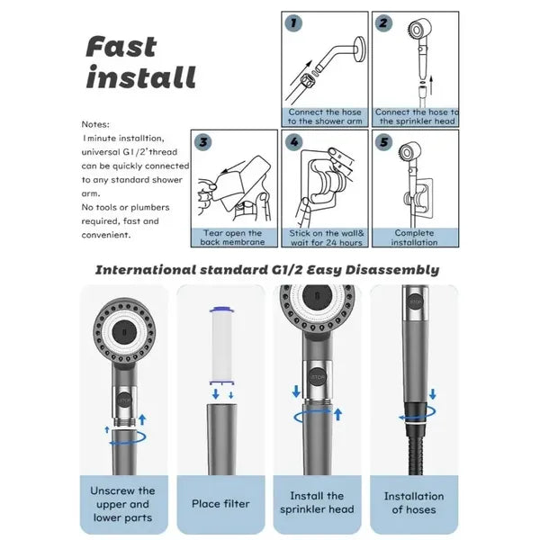 Advanced Filtration Shower System with Turbo Pressure Flow