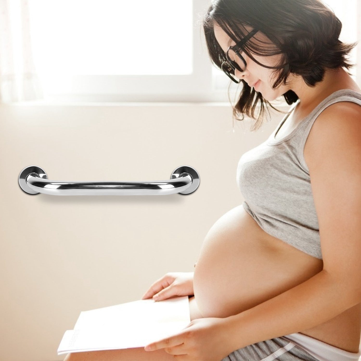 2PCS Stainless Steel Bath Grab Bar 19.7in Safety Handle