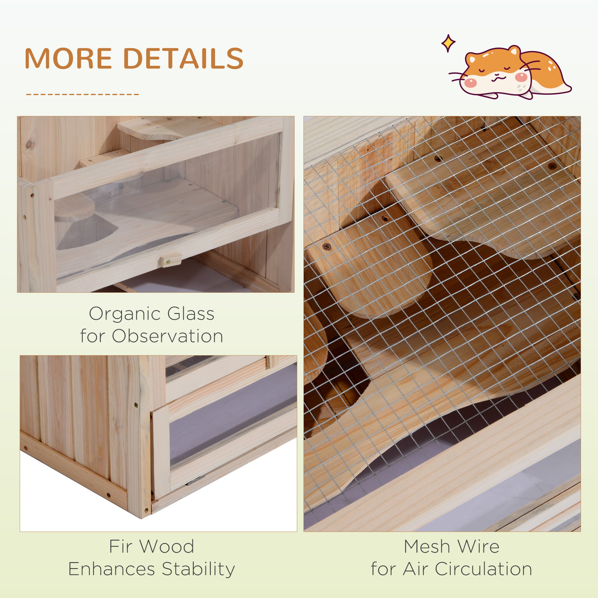 2-Level Small Animal Cage with Ladder & Shelf – Wooden Habitat for Hamsters, Guinea Pigs & Chinchillas