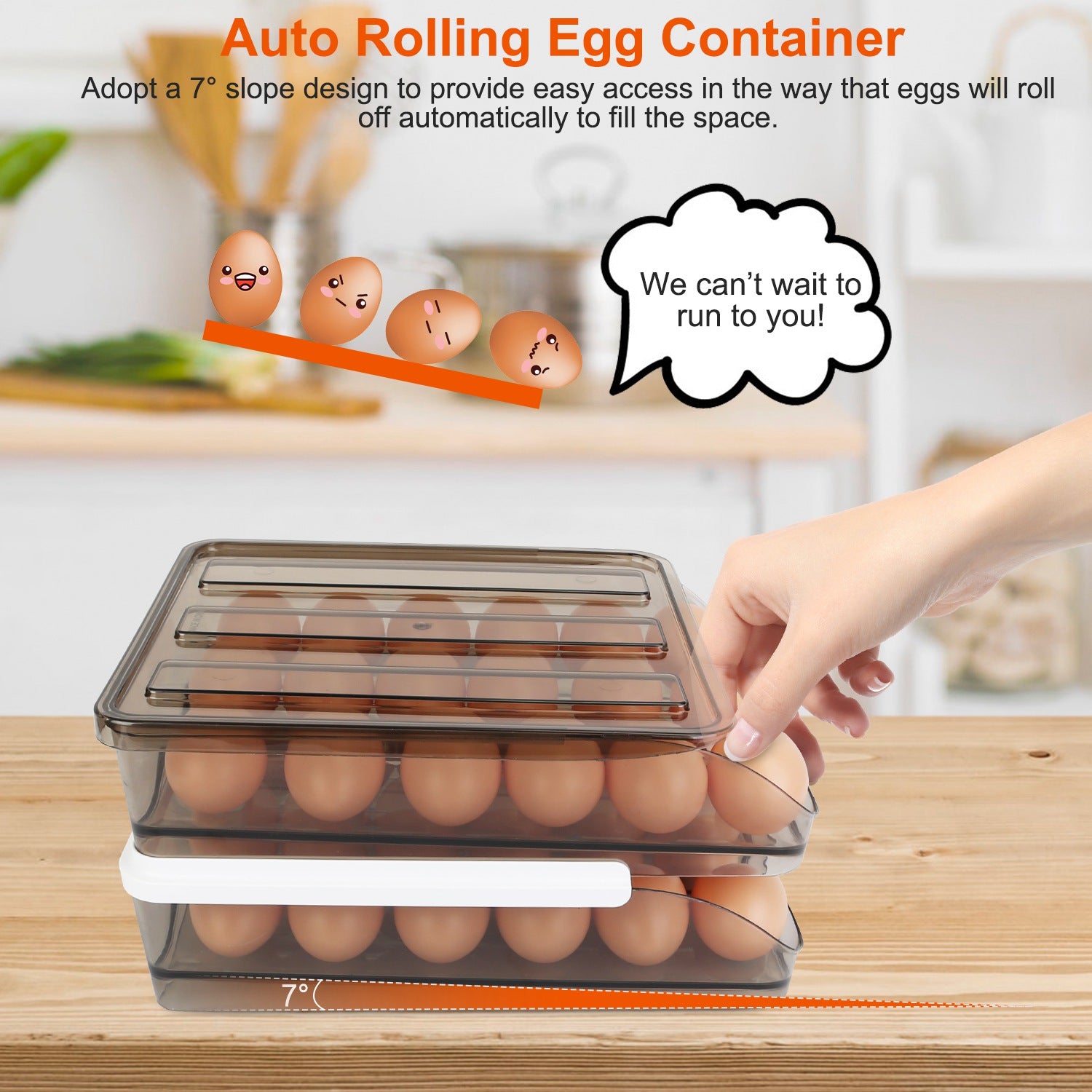 Double Layer Egg Container Holder 36 Eggs Rolling Organizer