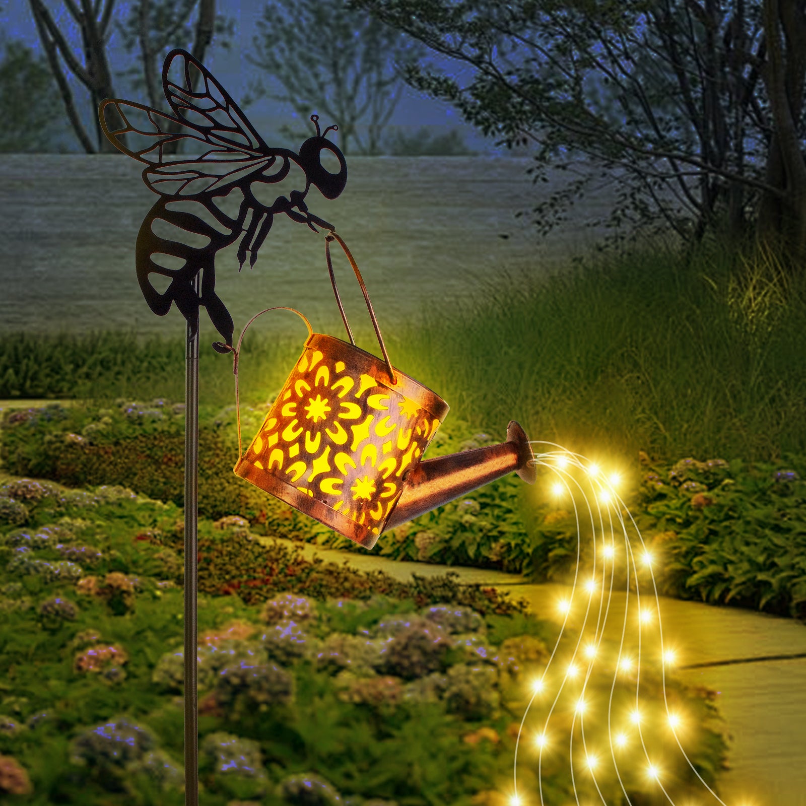 Magical Solar Watering Can Lights Garden Fairy LED Decor Lamp