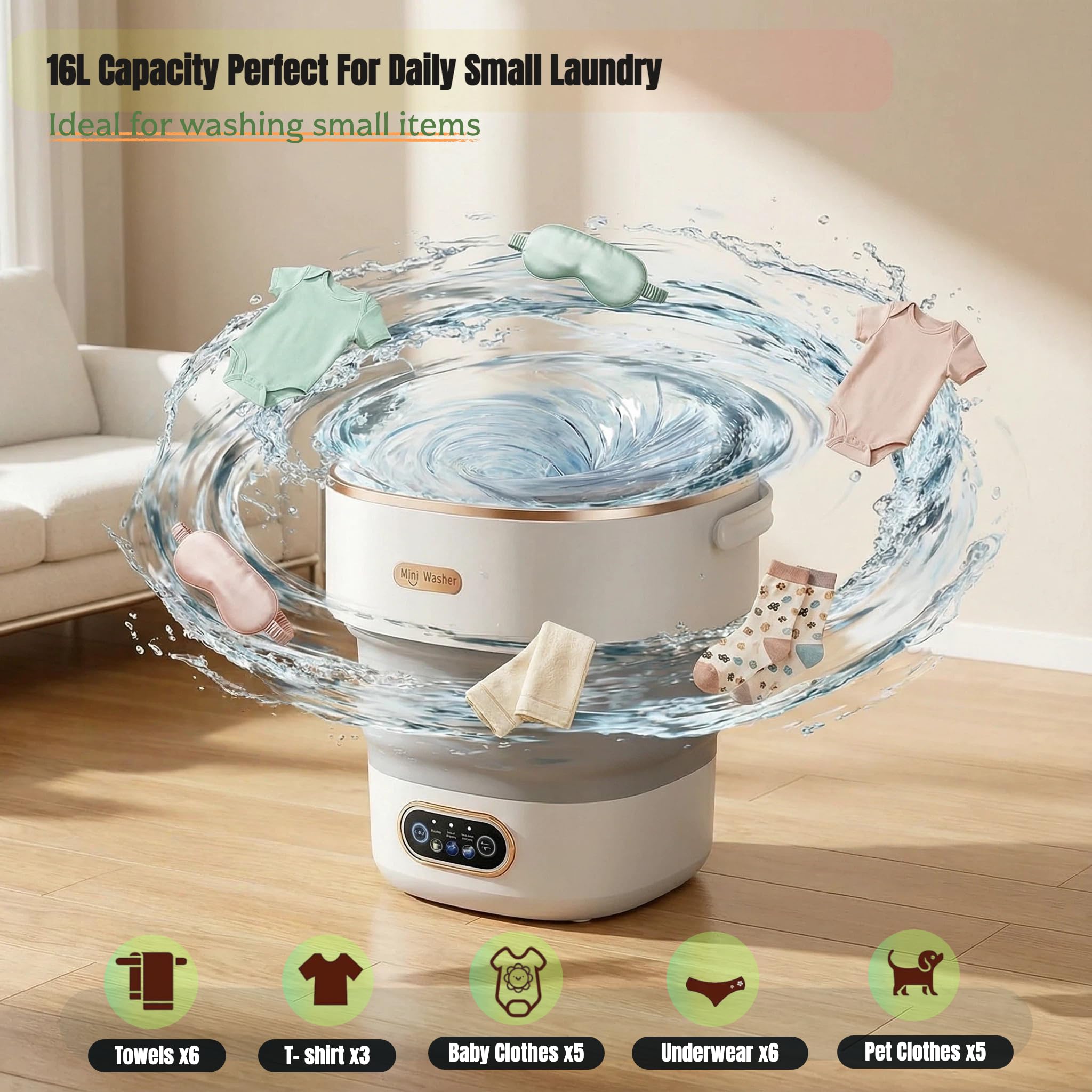 Mini Portable Laundry Washer Foldable Compact Washing Machine
