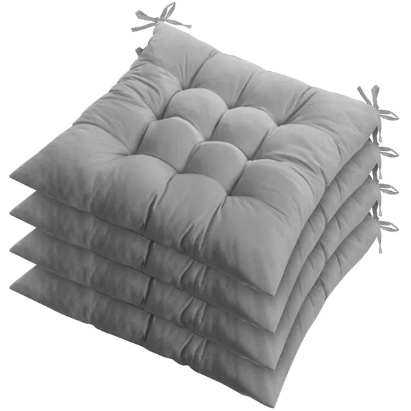 4Pcs Soft Chair Cushion Pads with Ties Comfortable Square Seat Cushions