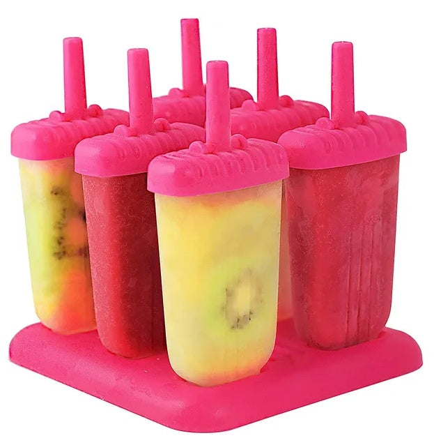 6-Cavity Reusable Ice Popsicle Mold Maker