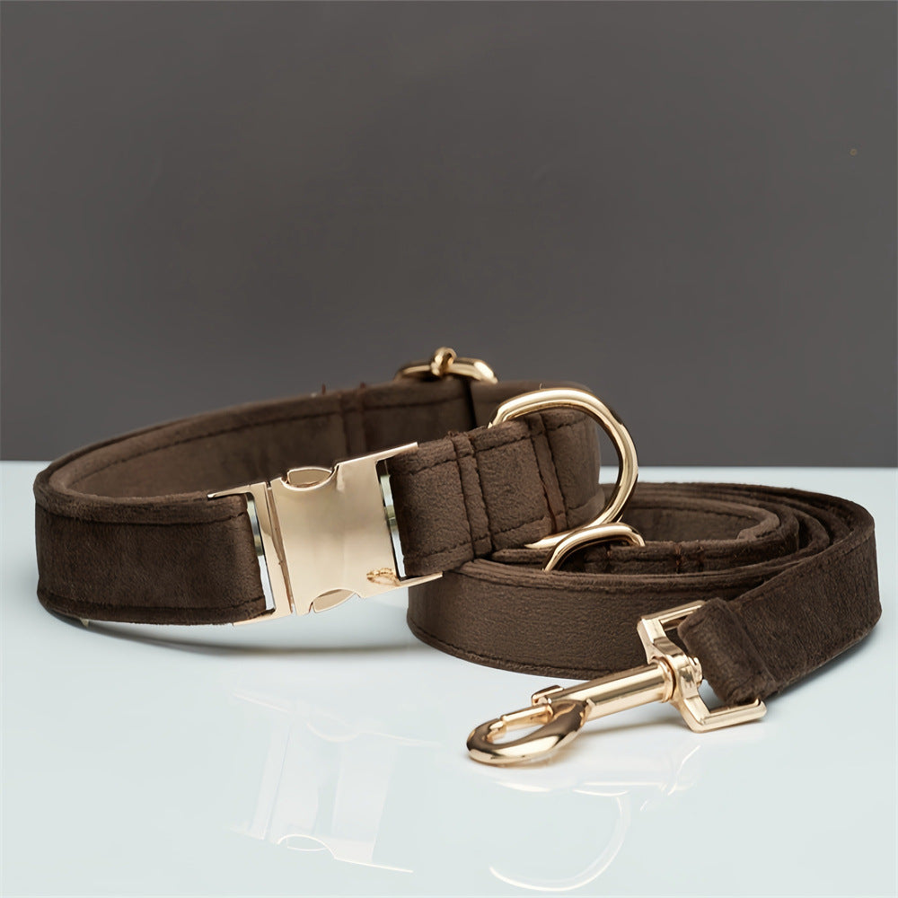 Luxury Velvet Dog Collar and Leash Set Personalized Bow Design