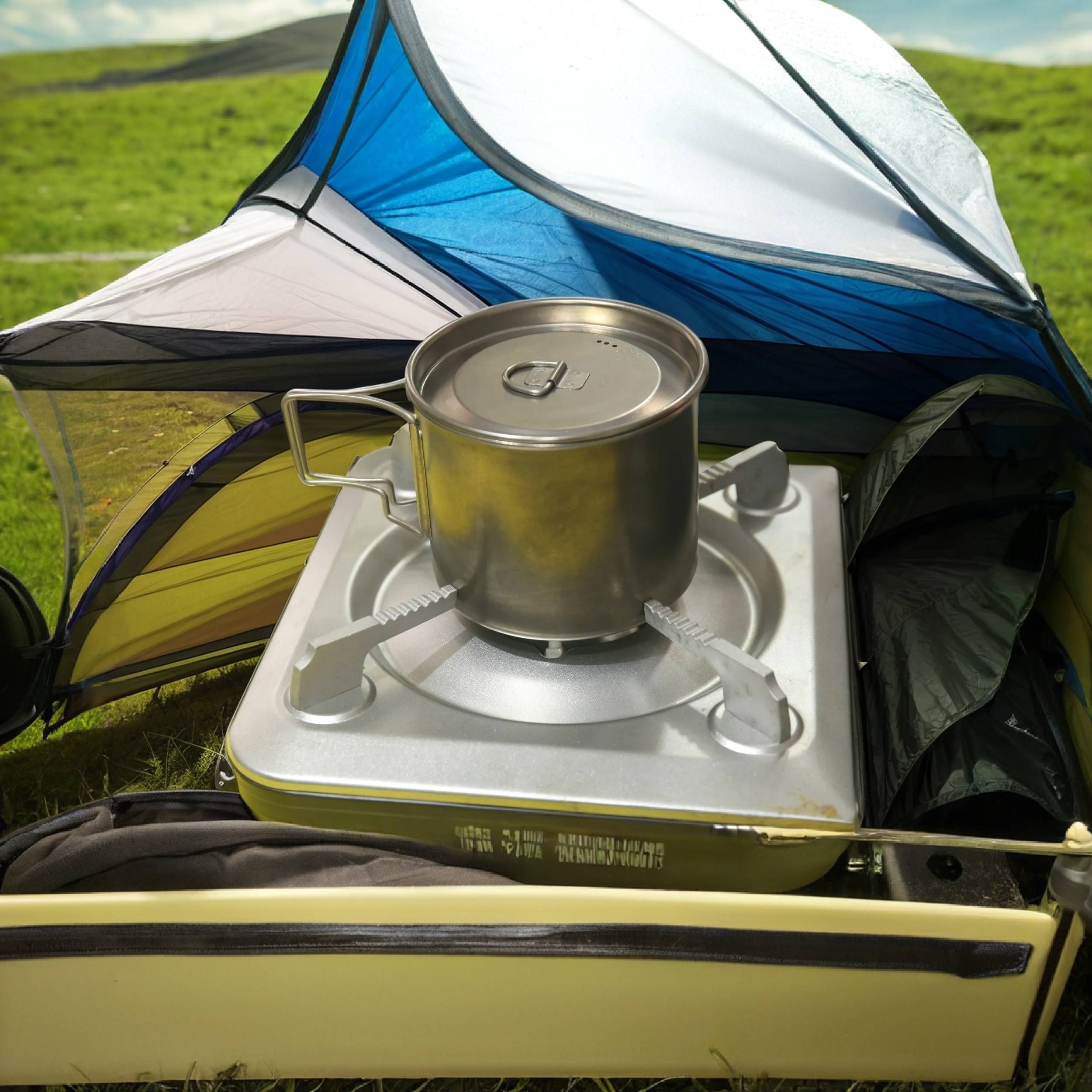 800ml Pure Titanium Camping Cup Foldable Handle Outdoor Mug