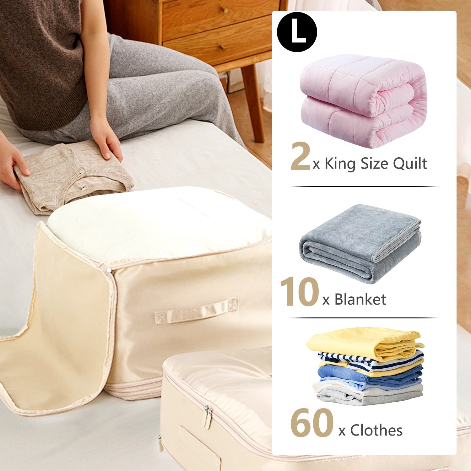 Foldable Compression Storage Bag For Bedding Clothes Organizer