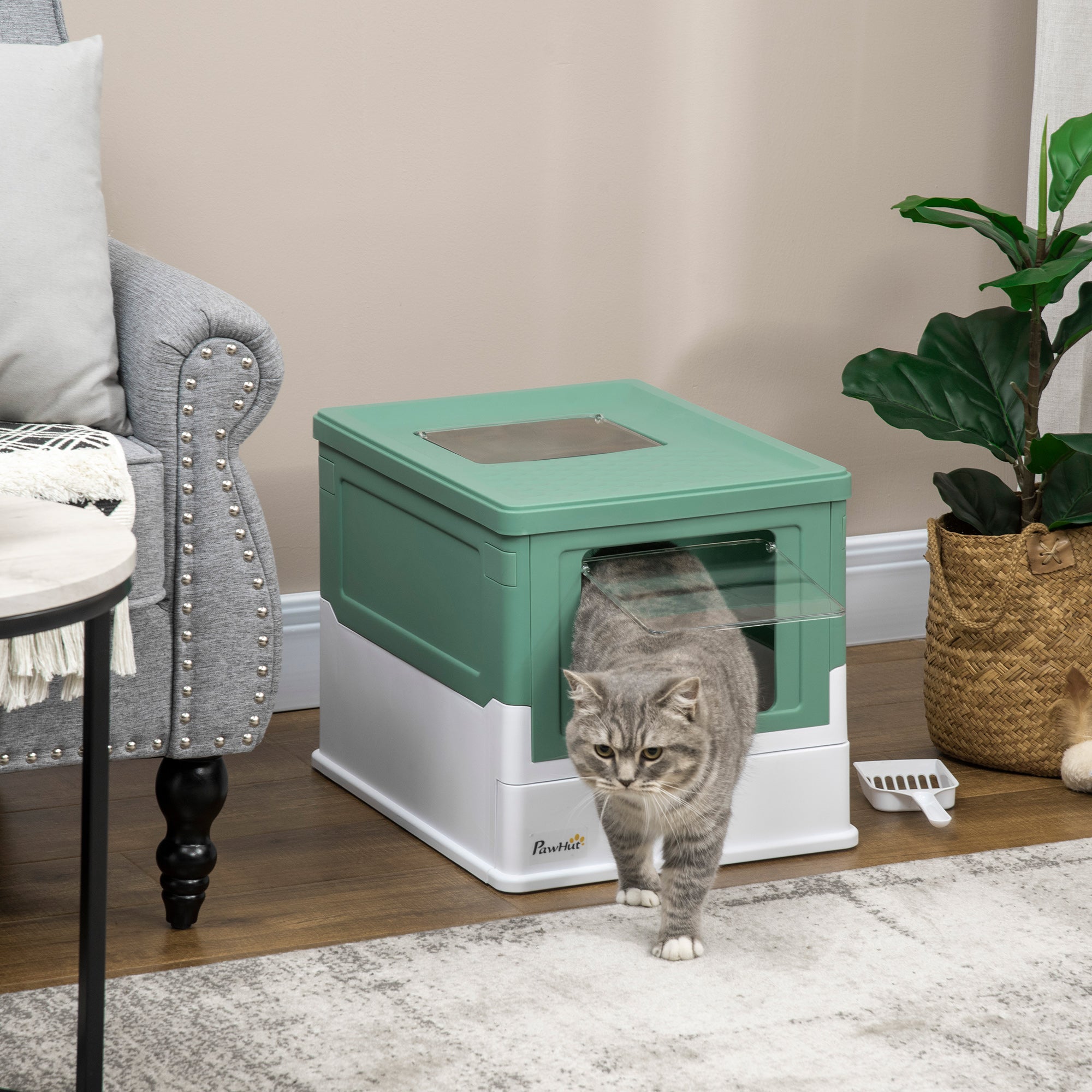 Premium Enclosed Cat Litter Box Front Entry Top Exit Design