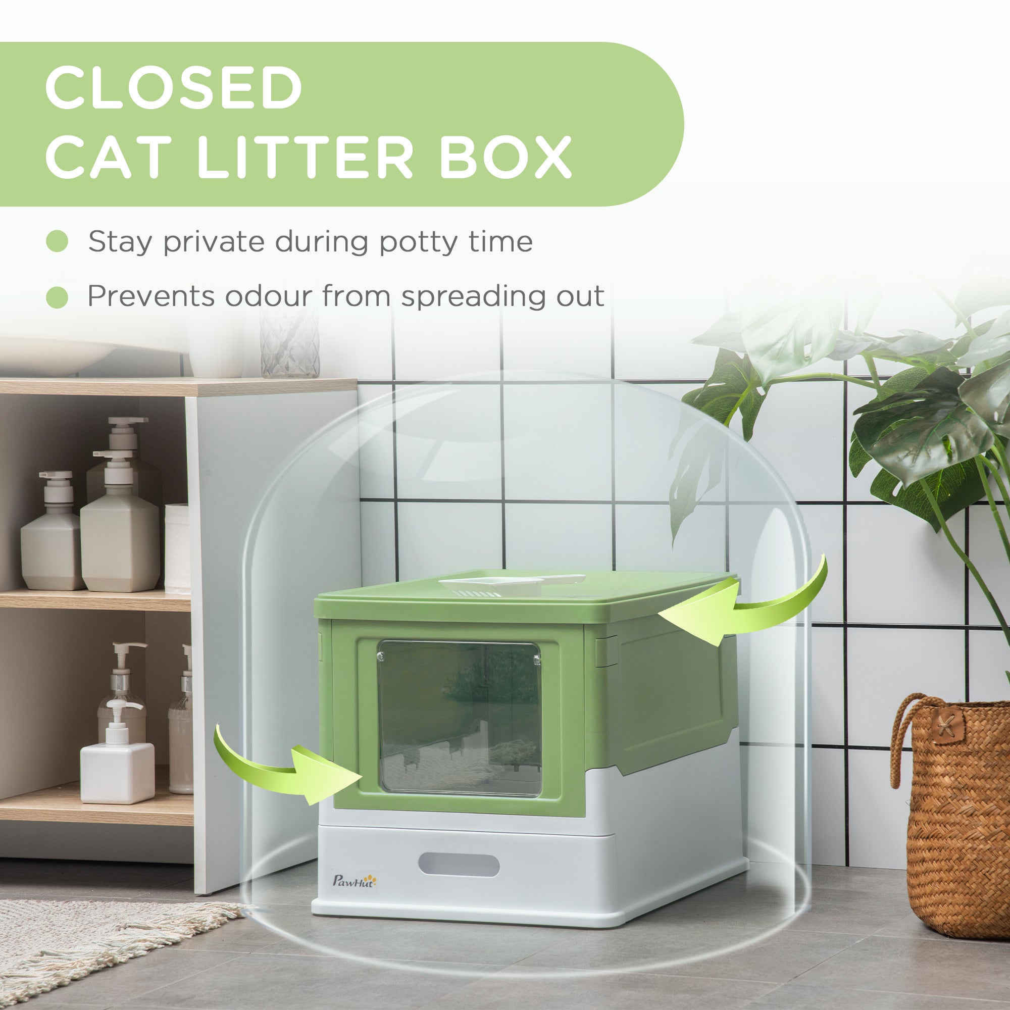 Fully Enclosed Cat Litter Box with Front Entry & Top Exit – Odor Control Cat Toilet