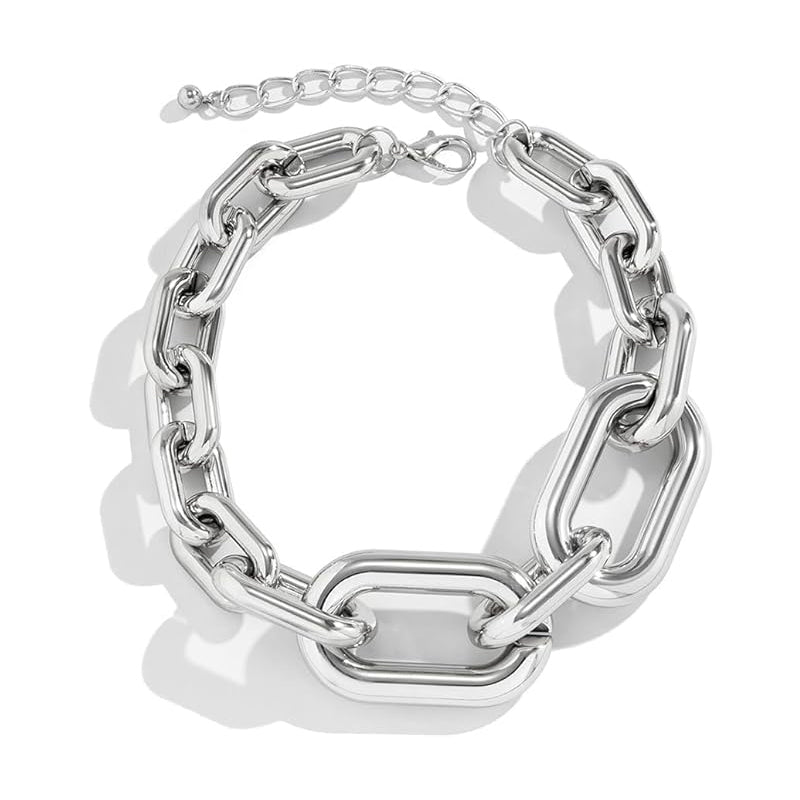 Premium Silver Chunky Chain Necklace – Vintage Choker Style