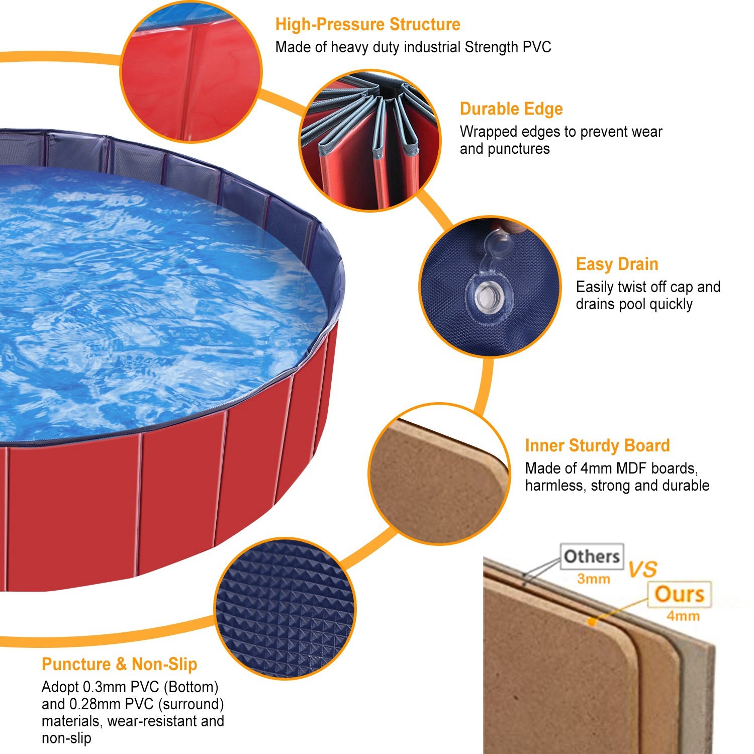 160cm Foldable Pet Swimming Pool PVC Dog Bath Tub Portable Pool