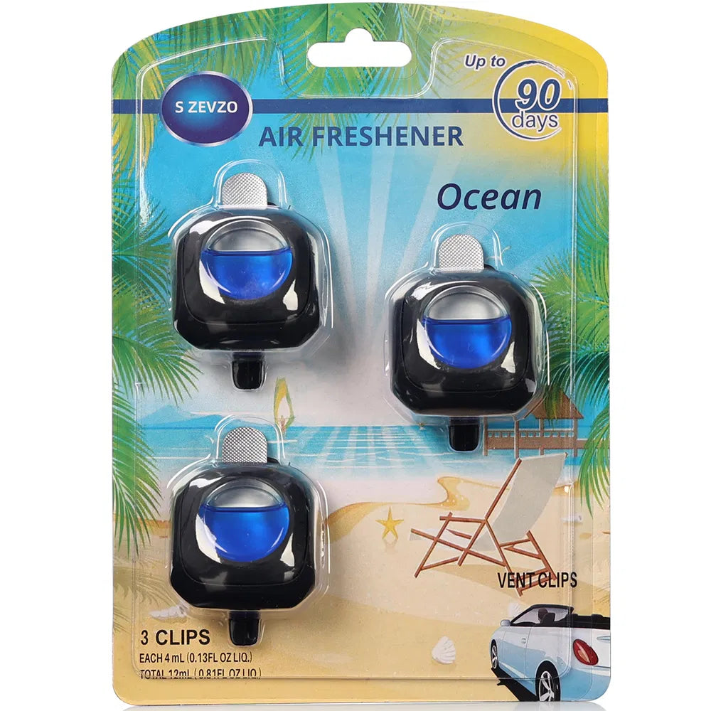 3-Pack Ocean Scent Car Vent Clip Air Freshener Long Lasting