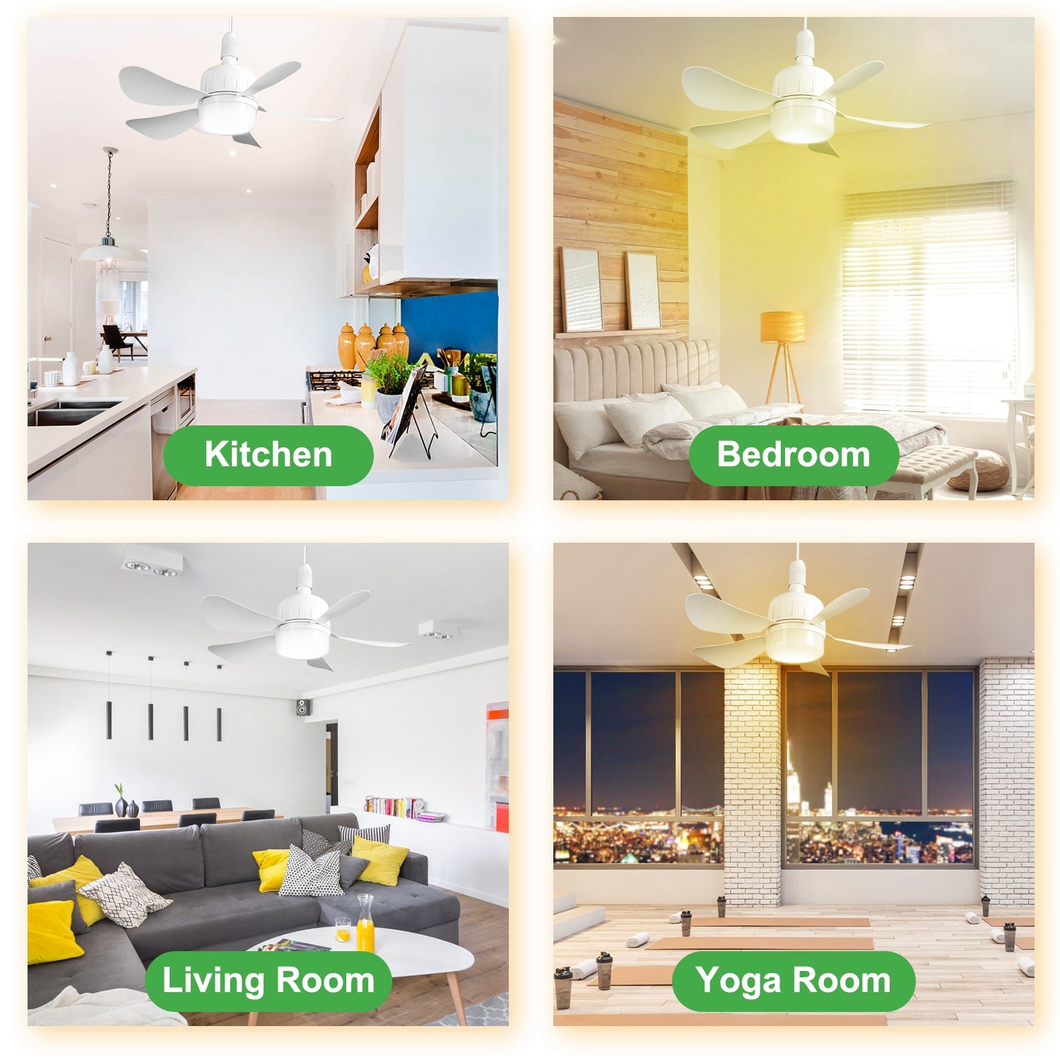 Socket Fan Light E27 Ceiling Fan LED Dimmable Remote Timer