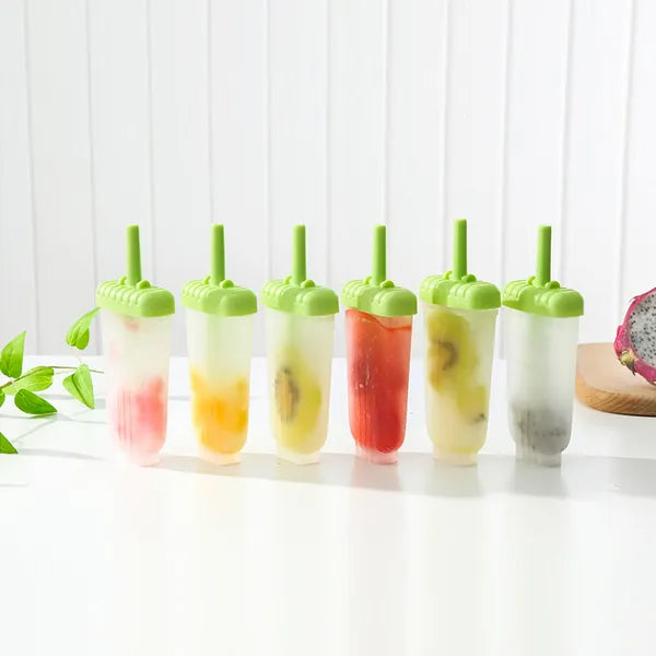 6Pcs Popsicle Molds Reusable Ice Cream DIY Ice Pop Maker