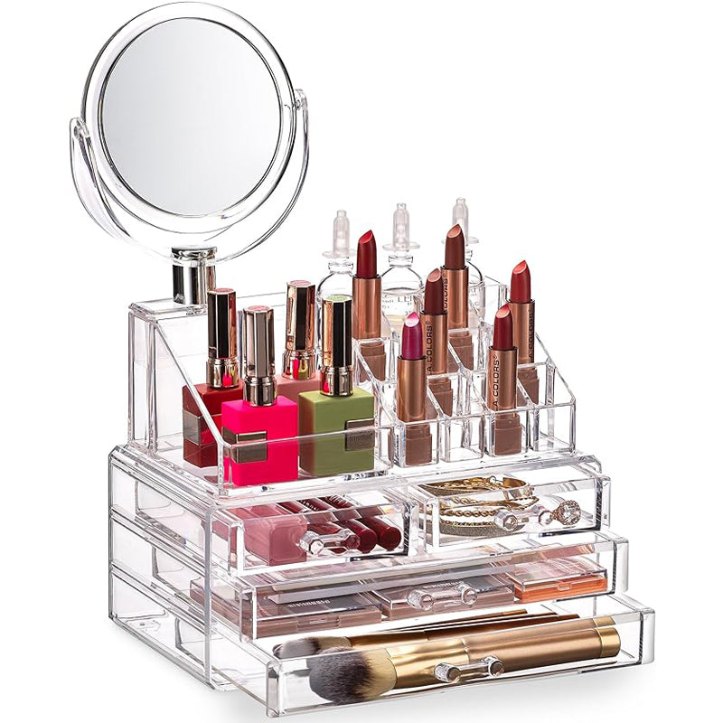 Clear Acrylic Makeup Organizer With 4 Drawers Storage Box
