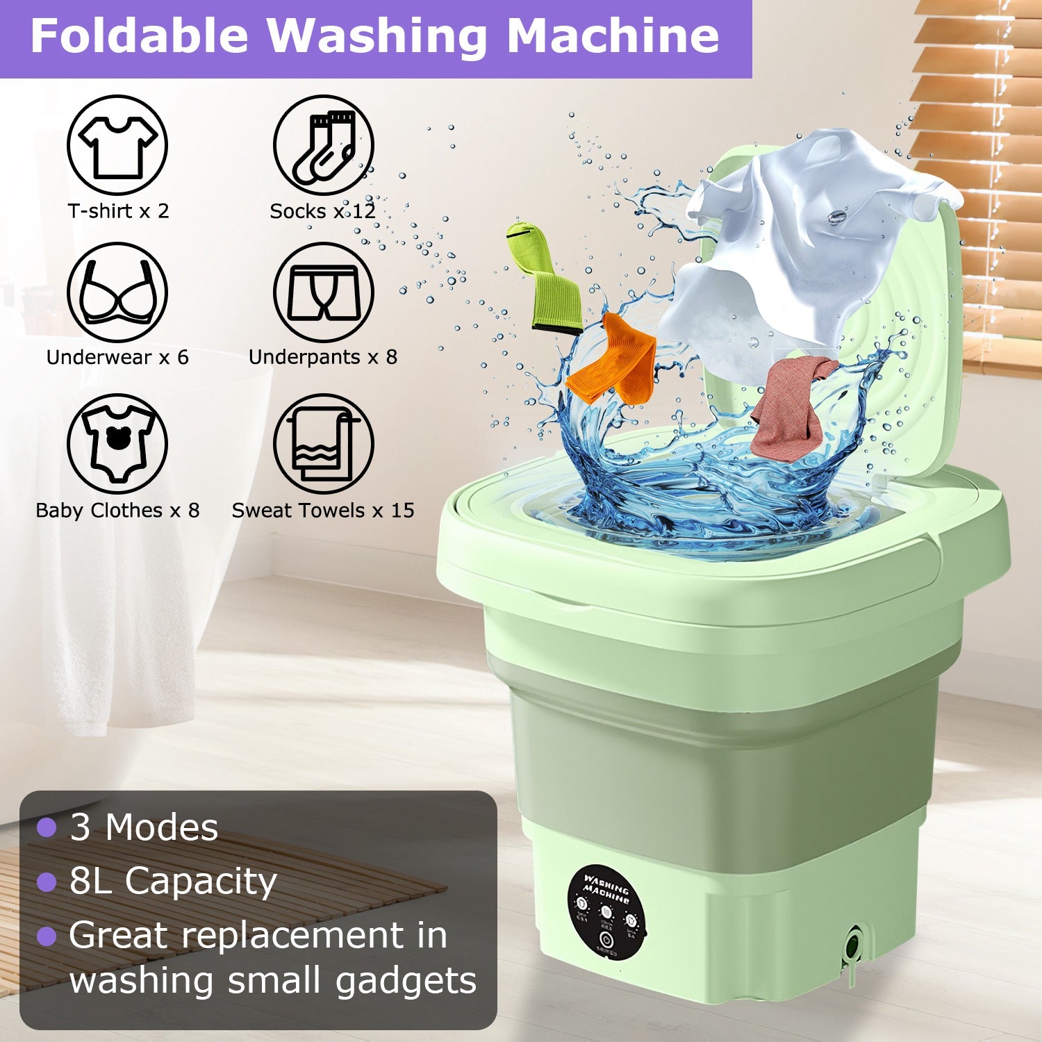 Powerful Foldable Portable Washing Machine Compact Laundry