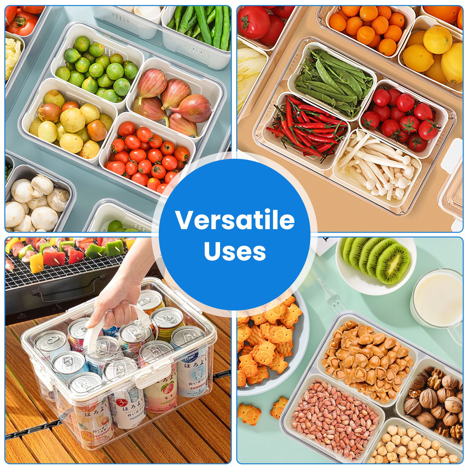 2-Pack Airtight Fruit and Vegetable Storage Containers