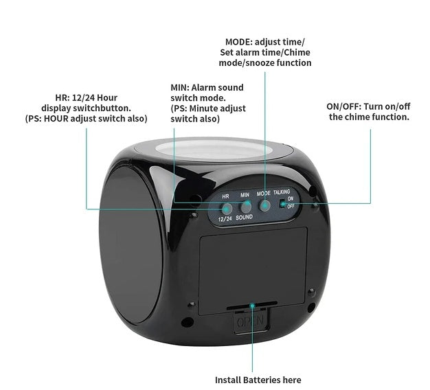 LED Projection Alarm Clock with Voice Control & Digital LCD Display