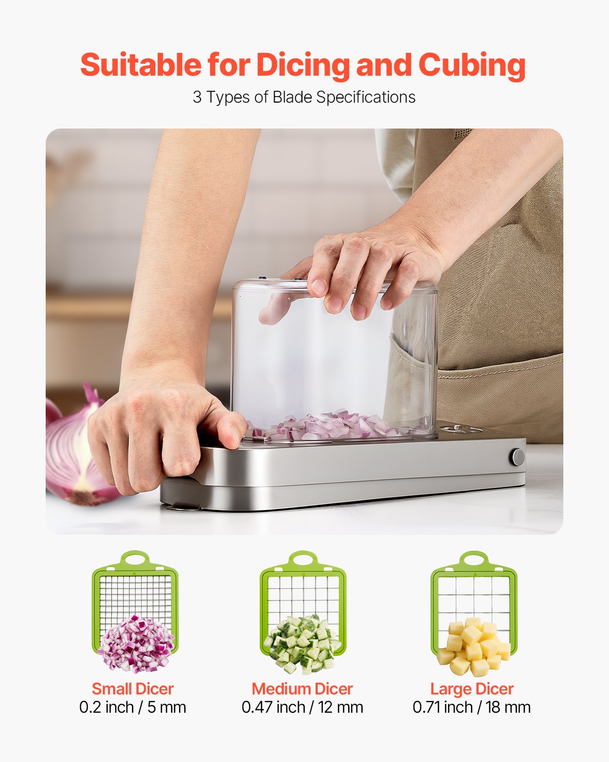 Powerful Vegetable Chopper Stainless Steel Onion Dicer Cutter